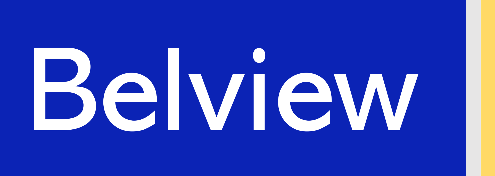 A blue and white logo for alview.